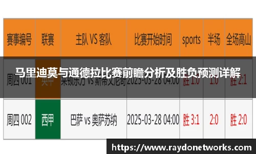 马里迪莫与通德拉比赛前瞻分析及胜负预测详解